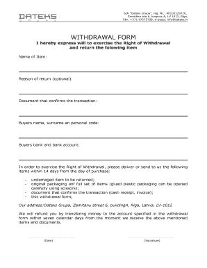 Lv withdrawal form